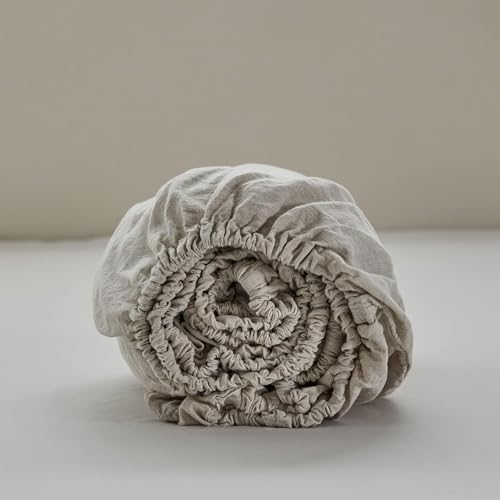 Simple&Opulence 100% Linen Fitted Sheet Cal King, 14 Inch Deep Pocket
