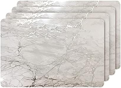 Dainty Home Silver Marble Rectangle Cork Placemats - Heat Resistant