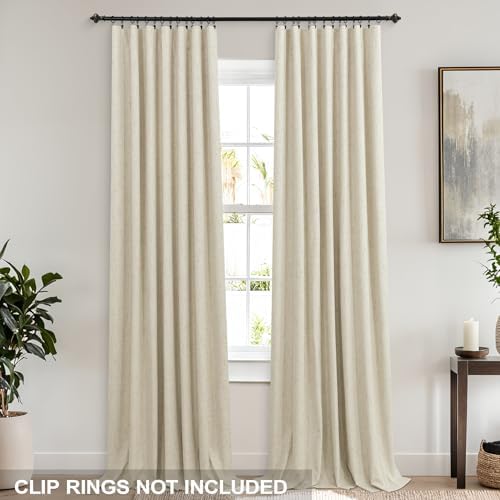 KOUFALL Extra Long 120 Inch Linen Blackout Curtains 10 FT Foot 10FT