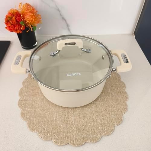 Round Placemats Set of 6, 15 Inch PU Faux Leather Easy Wipe Non-Slip