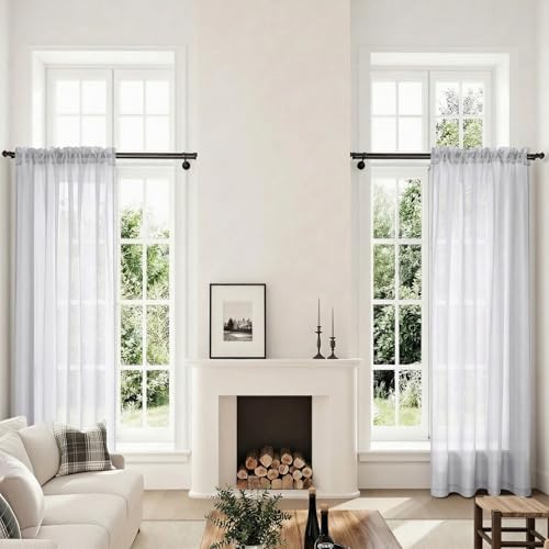 Pitalk Silver Curtains 96 Inches Long for Living Room 2 Panel Sets Rod