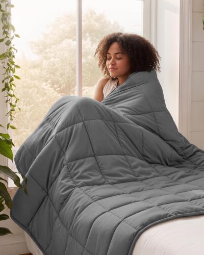 Weighted Blanket Twin Size 48x72 Inch, 12 lbs Heavy Blanket, Grey