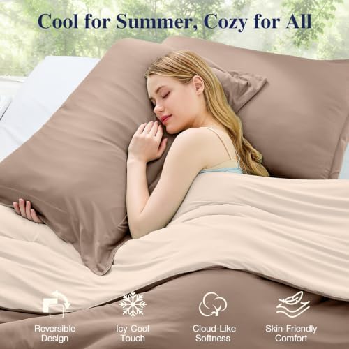 MUXHOMO Cooling Comforter Queen Size, 3-Piece Reversible Bed Set