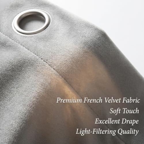 SMILETIME Grey 52 x 120 in Long Velvet Curtains with Grommet-2P