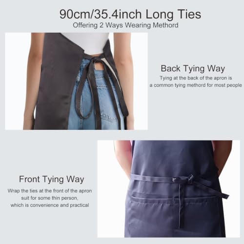 Kitchen Bib Chef Apron for Women Men with Pockets