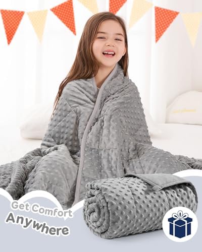 Kivik 10lbs Weighted Blanket, Cooling Soft Minky Dot Heavy Blankets
