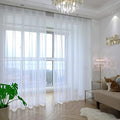 PHILEASY Window Sheer Ivory Curtains 108 Inches Long 2 Panels Ivory