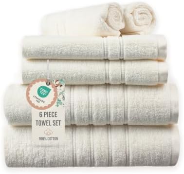 6 Piece Bath Towel Set, 100% Cotton 550 GSM Towel Set: Ivory