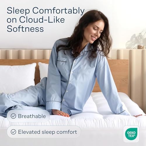 Niagara Sleep Solution 100% Cotton Top Queen Size Mattress Pad, Pillow