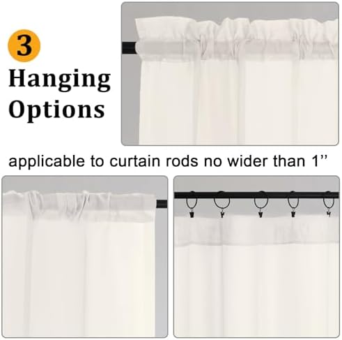 Gwine Ivory Sheer Curtains 96 Inches Long 2 Panels for Living Room