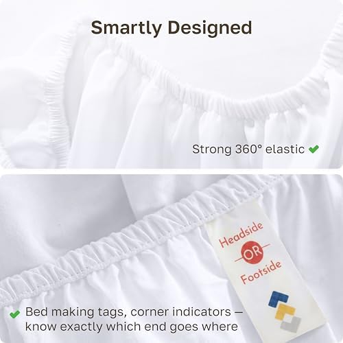 Soft Natural 100% Cotton Sateen Extra Long Twin Fitted Sheets, Bright