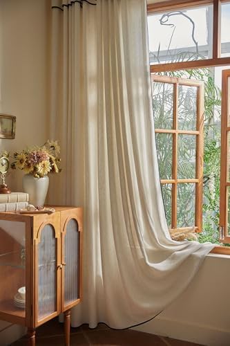Beydodo Bedroom Curtains 63 Inches Long, Semi Sheer Curtains for