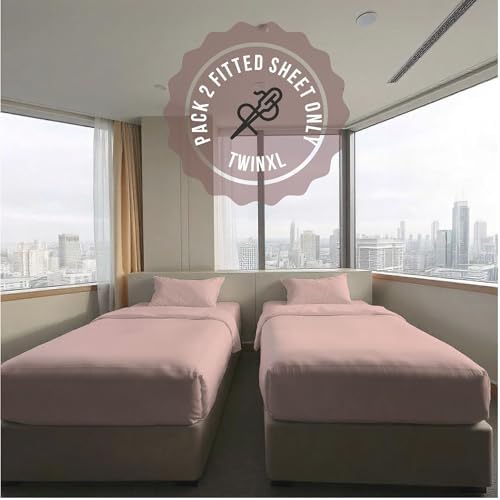 2-Pack Fitted Sheet Twin XL, Pure Cotton Percale Weave Fitted Bottom