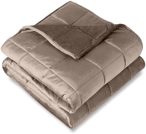 Bare Home Minky Fleece Weighted Blanket (Taupe, 60"x80" 17lbs)