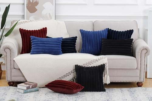 MADIZZ Set of 2 Faux Wool Plush Decorative Throw Pillow Covers 18x18