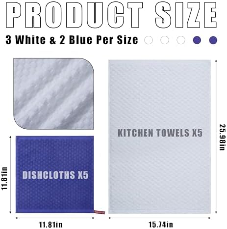 Waffle Weave Cotton Kitchen Towels & Dishcloths Set