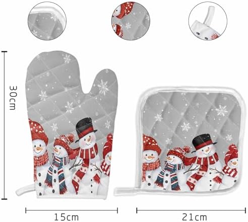 Quilted Cotton Terry Cloth Oven Mitt, Pot Holder Christmas Snowman