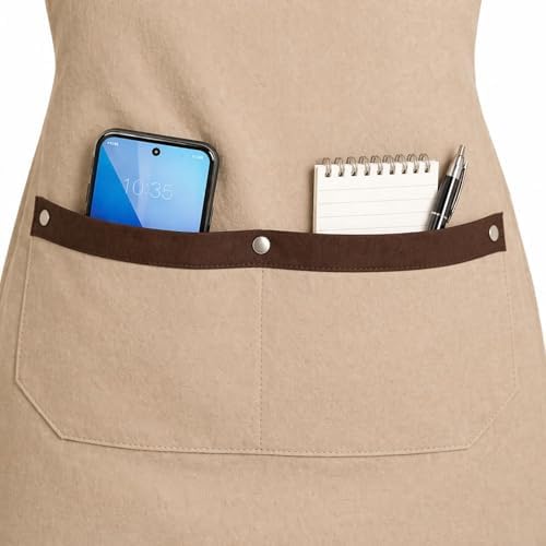 Waitress Apron with Pockets, Water Resistant Apron, Bib, 2 Pack