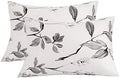 NANKO Queen Pillow Case Set (2 Pack), White Floral Printed Pattern