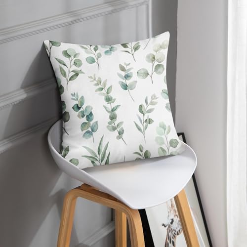 Emvency Throw Pillow Covers, 22 x 22 Inch, Eucalyptus Watercolor