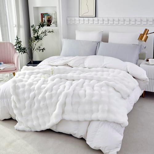 RYNGHIPY Faux Fur Throw Blanket Double Sided Thick and Warm Plush