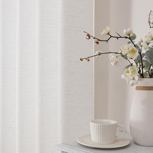 Natural Curtains 84 Inches Long 2 Panels Set, Linen Blend Textured