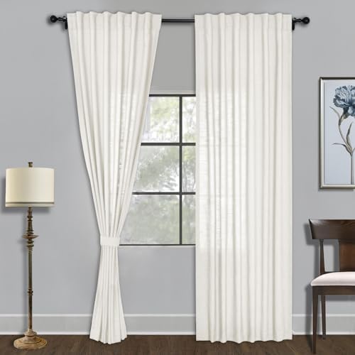 Fcosie Back Tab and Rod Pocket Linen Curtains 63 in Length Room