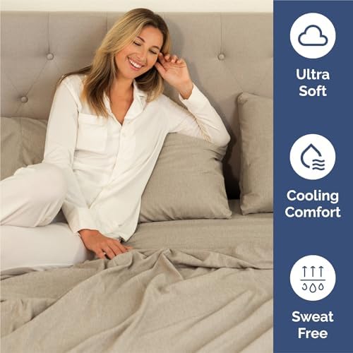 CGK King 6pc Bed Sheet Set - Breathable & Cooling - Heathered Beige
