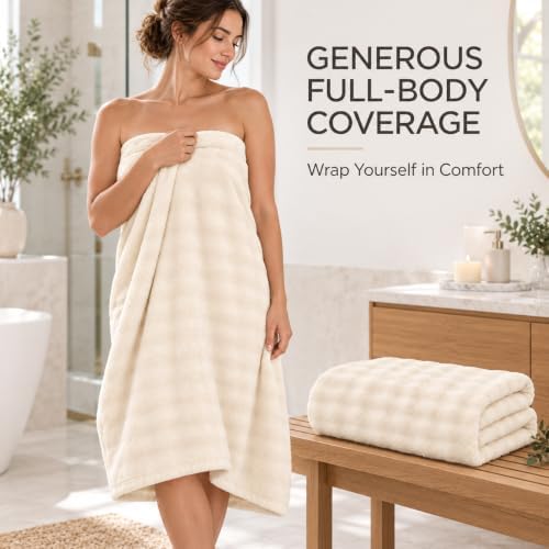 Multipurpose Oversized Bath Towels 2 Pack, 35“ x 70 "— Coral Fleece