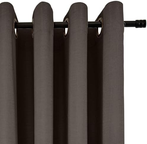 TWOPAGES Brown Grommet Linen Curtains for Bedroom,54Wx 96L,Set of 2