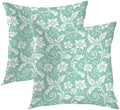 Batmerry Floral Blue and White Throw Pillow Covers, Mint Green Vintage