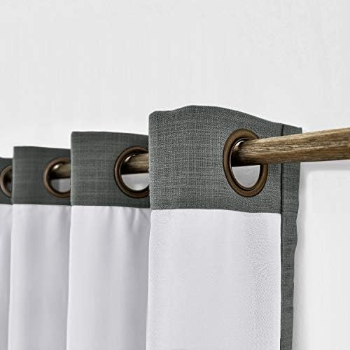 Drapifytex Antique Bronze Grommet Drapery Carbon Grey Faux Linen Room