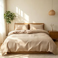 Khaki Gingham Duvet Cover Set Soft Bedding Cover 3 Pieces Bedroom