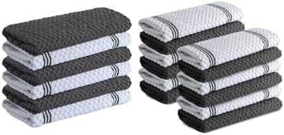 Infinitee Xclusives Multi-Pack Bundle of Grey Kitchen Towels Includes
