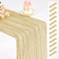 Pesonlook 12 Pack Beige Cheesecloth Table Runner Long,17.7×108 Inch