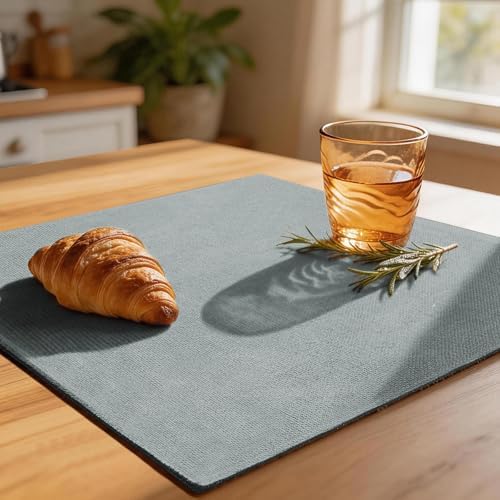 Linen Fabric Placemats Set of 6, Machine Washable, Heat Resistant