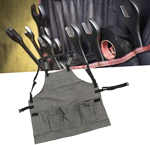 Durable Woodworking Apron Gray Canvas with Large Capacity for Men and