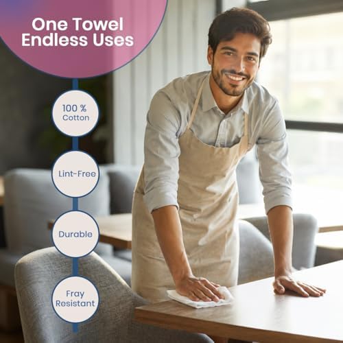 Bar Mop Towels Pack of 60 – Bulk Terry Cleaning Rags 16"x19"