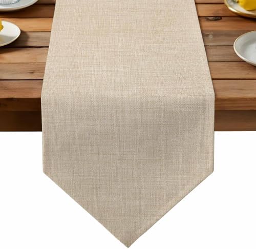 Vintage Cream Table Runner Linen Burlap Table Runner 108 Inches Long