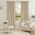 NICETOWN Beige Velvet Curtains 108 inch Long, 52" W x 108" L, 2 Panels