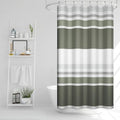 Renaiss Gray Green Striped Waffle Weave Small Stall Shower Curtain