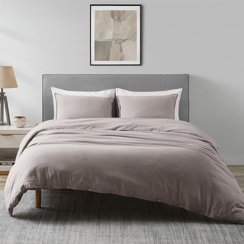 DAPU Linen Duvet Cover Set - French Linen Cotton Blend Natural Flax