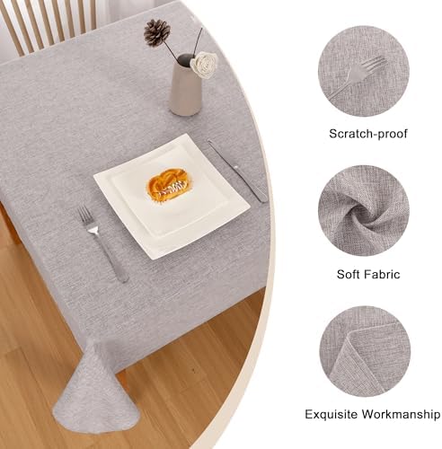 Hiasan Faux Linen Rectangle Tablecloth 52 x 70 Inch for Dining Room