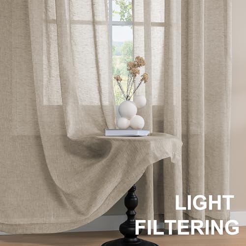 Turquoize Linen Curtains 84 for Bedroom Natural Linen Panels Casual