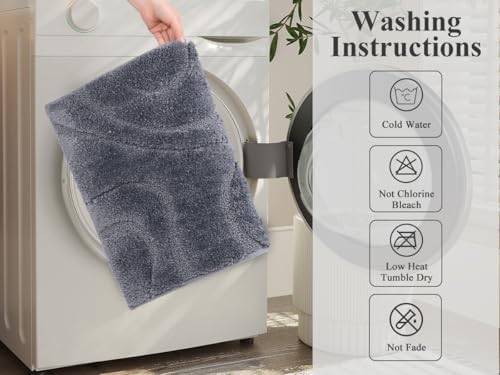 HEBE Bathroom Rugs Sets 3 Piece, Non Slip Washable Absorbent Bath Mat