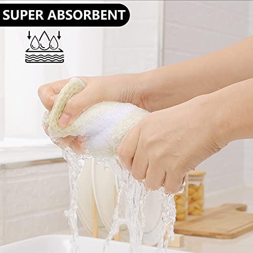 Homaxy 100% Cotton Kitchen Towels and Dishcloths Set of 8, White &