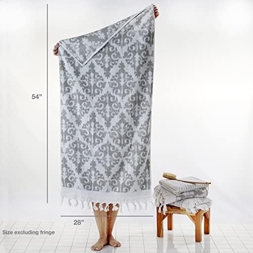 SKL Home Mirage Fringe Bath Towel Set-4pc, 100% Turkish Cotton, Gray