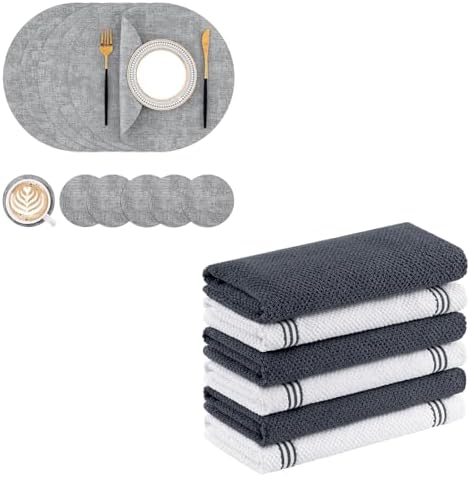 Homaxy Round Faux Leather Placemats and Coasters