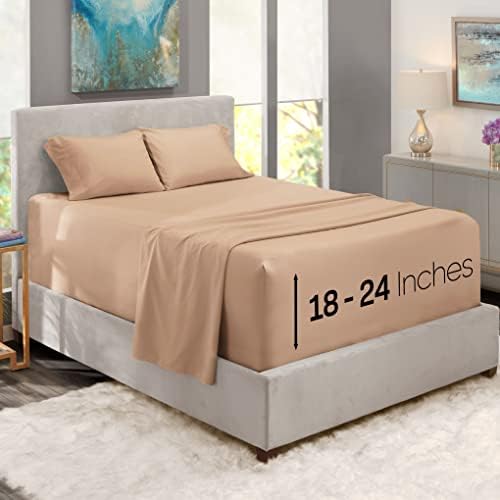 Nestl Twin XL Bed Sheet Set - Taupe - 3-Piece Extra Deep Pocket