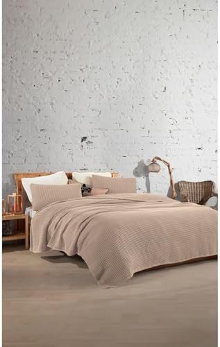 Waffle Weave Bedspread Queen Size Stone Gray 100% Cotton Lightweight